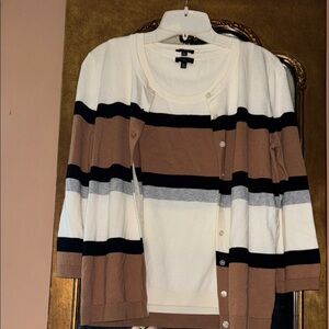 Talbots striped Cardigan and Top Set
